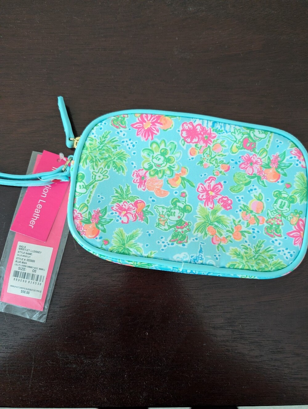 NWT Disney x Lilly Pulitzer Teal Floral Wristlet - Picture 2 of 6
